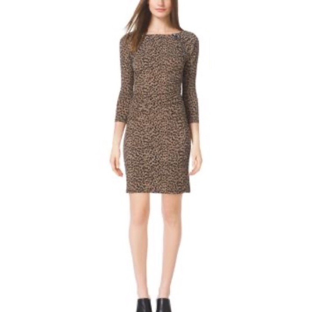 NWT Michael Kors Shirred Animal Print Dress